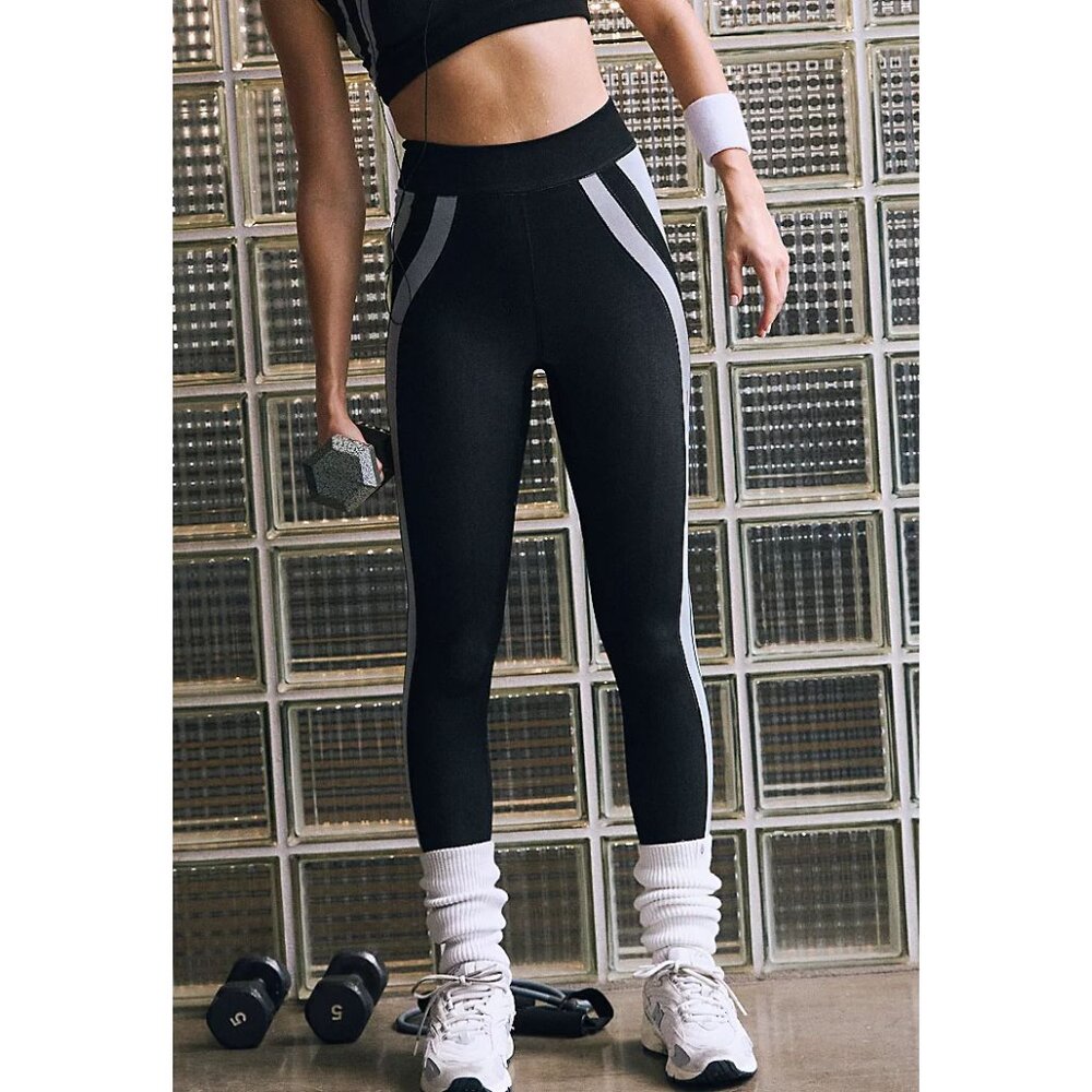 Free People Black and Gray Women's Athletic Tights